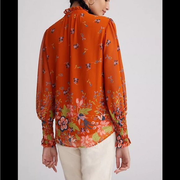 Anthropologie Floral Chiffon Blouse Size S - Picture 11 of 11